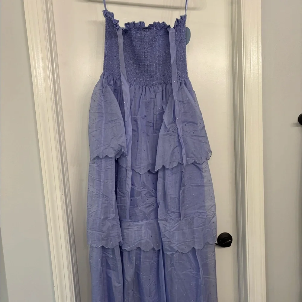 Smocked Tie-Shoulder Tiered Maxi Dress - Lavender - Picture 4 of 4